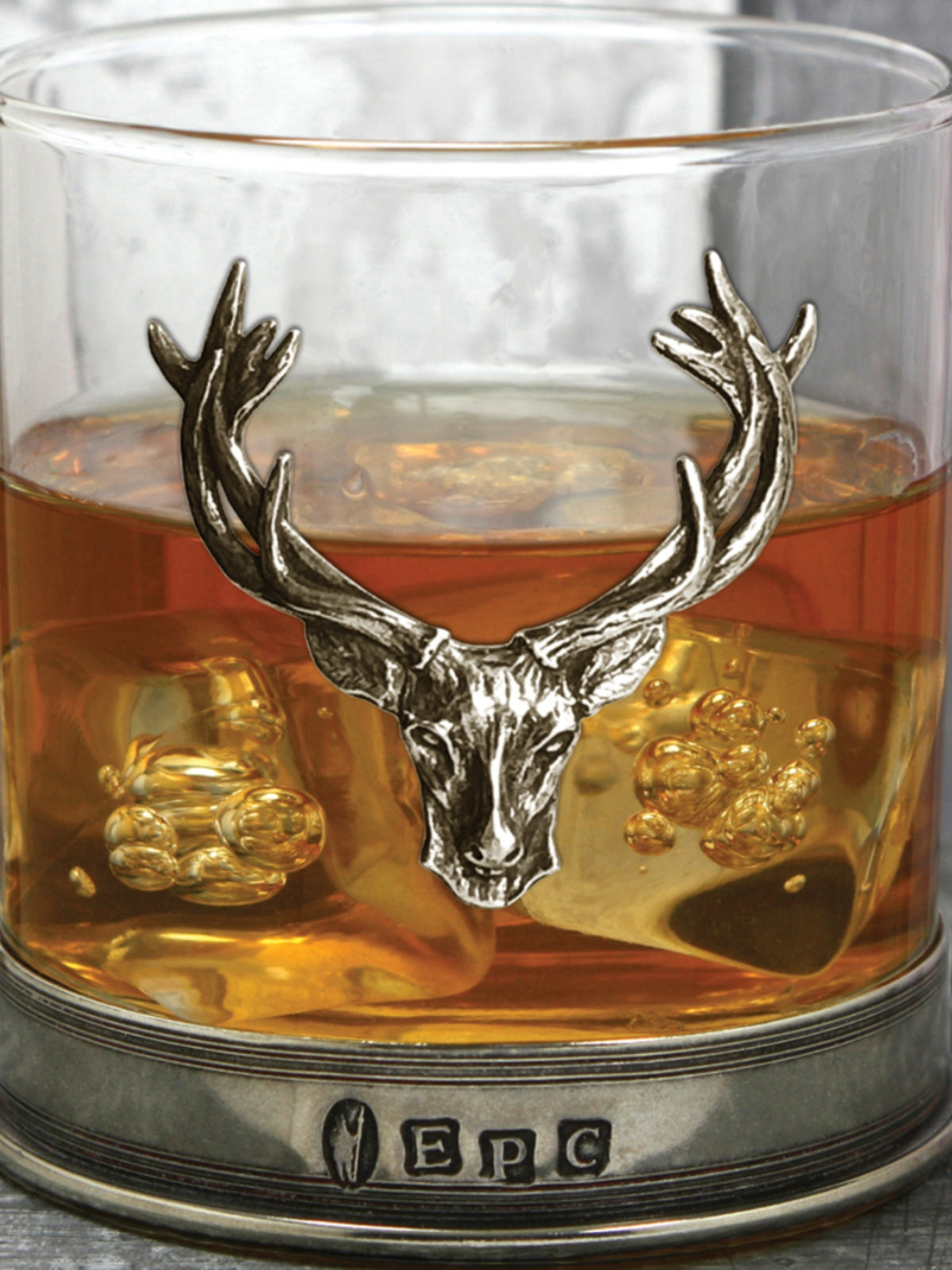 ENGLISH PEWTER Stag Single Whiskey Glass Tumbler