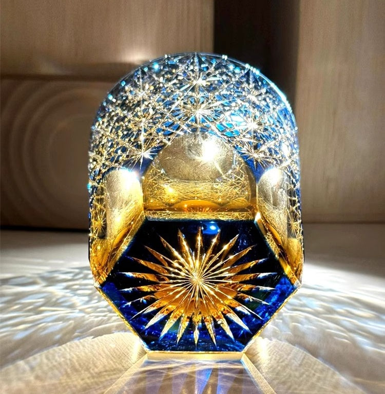 Blue Daisy Edo Kiriko Whiskey Glass