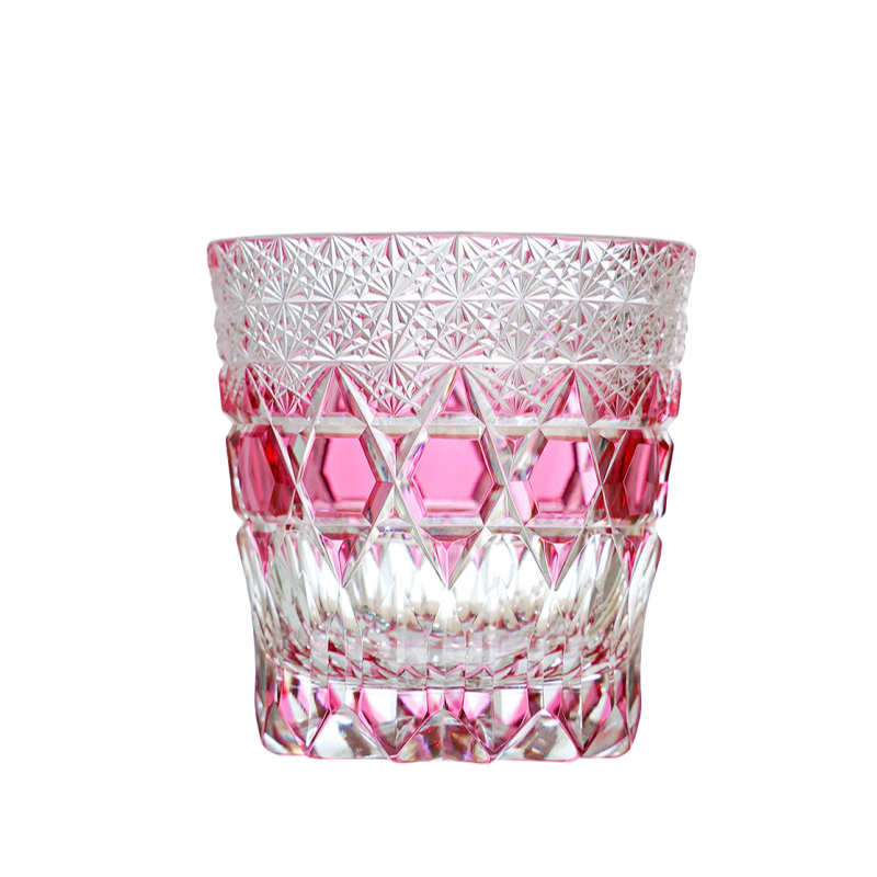 Edo Kiriko Handcrafted Rose Fluorite Whiskey Glass