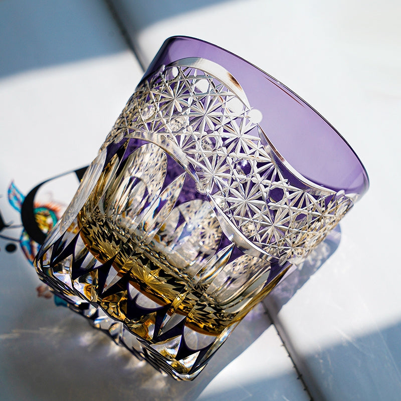 Edo Kiriko Handcrafted Amethyst Prism Whiskey Glass