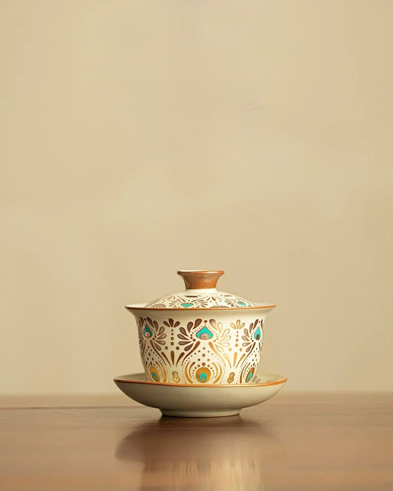 Ru Ware Dunhuang Phoenix Feather Sancai Gaiwan