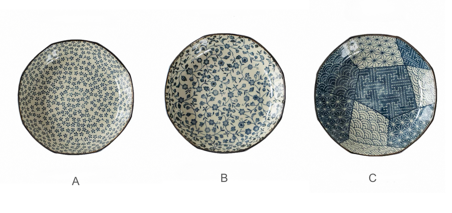 Japanese Mino-Ware Ko-Sometsuke Karakusa Deep Plate | Artisan Underglaze Tableware