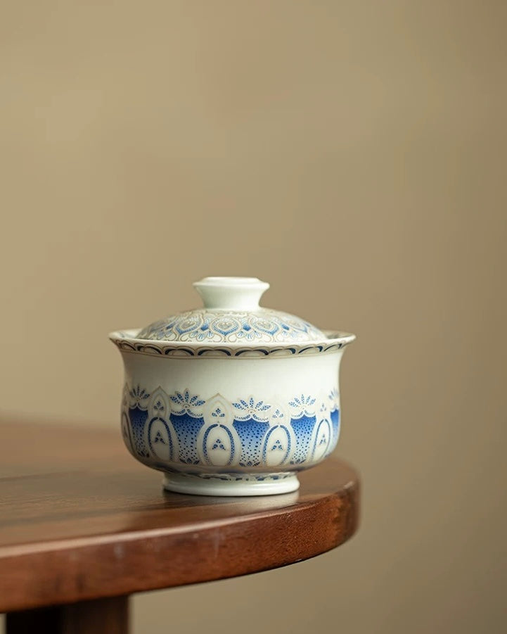 Silver Moon Lotus Treasure Sancai Gaiwan