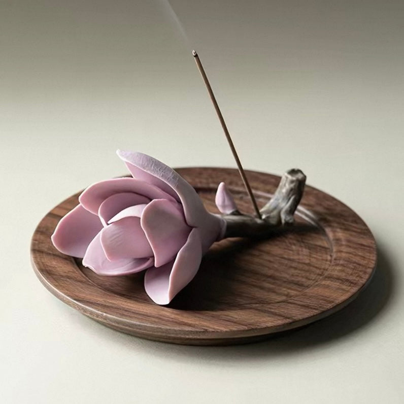 Handcrafted Magnolia Porcelain Incense Holder