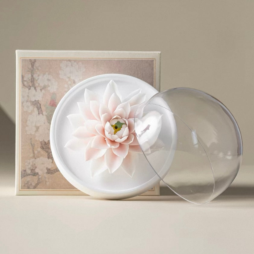 White Jade Porcelain Water Lily Incense Holder and Aroma Diffuser