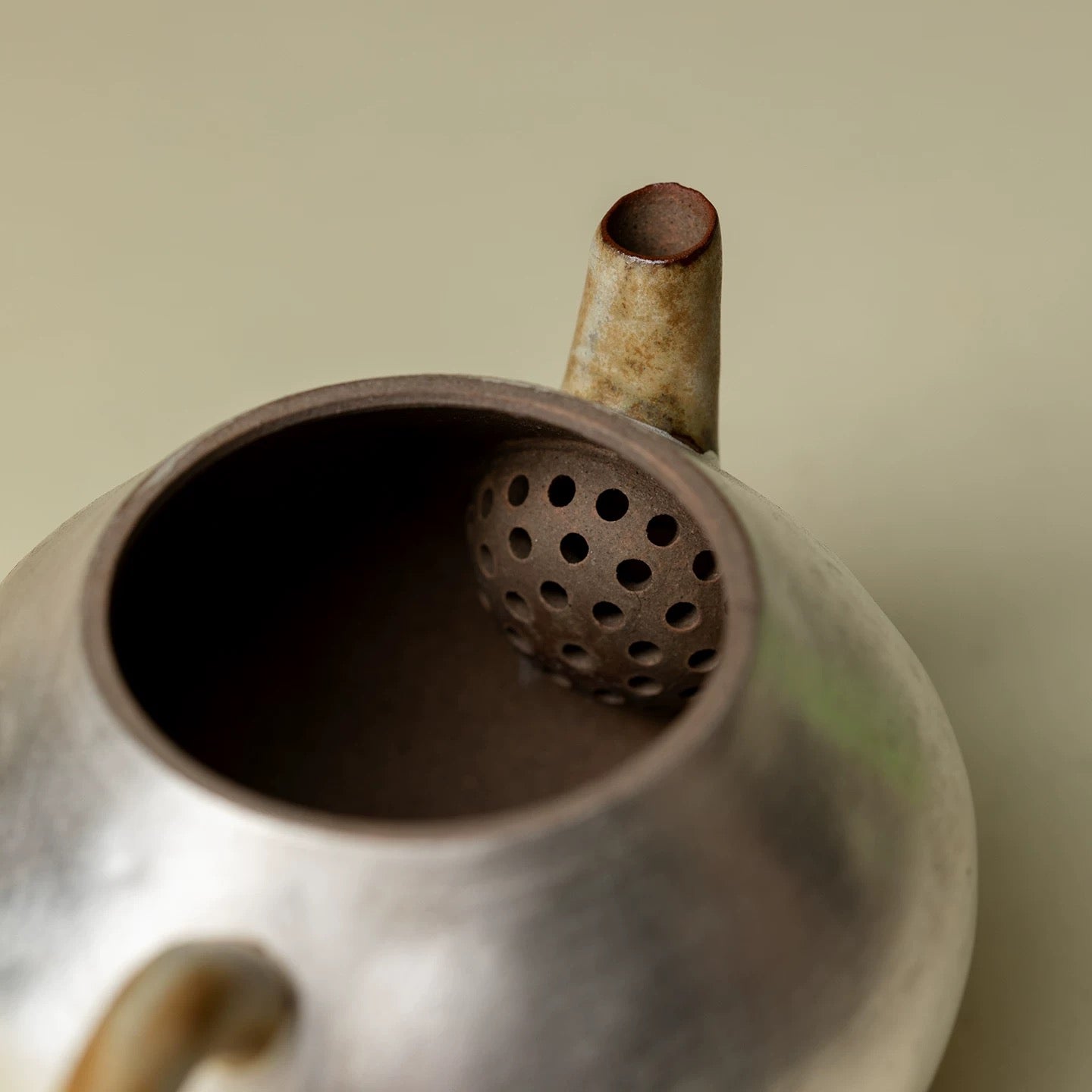 Silver-Clad Primacy | Japanese-Style Coarse Pottery Gilded Silver Teapot
