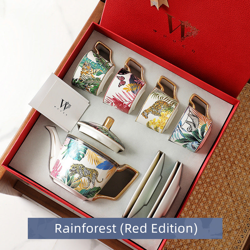 Handcrafted Rainforest Theme Ceramic Tea Cup Gift Sets