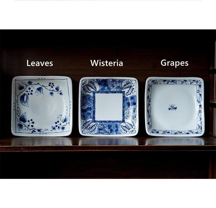Mino Ware Sometsuke Japanese Retro Square Plate
