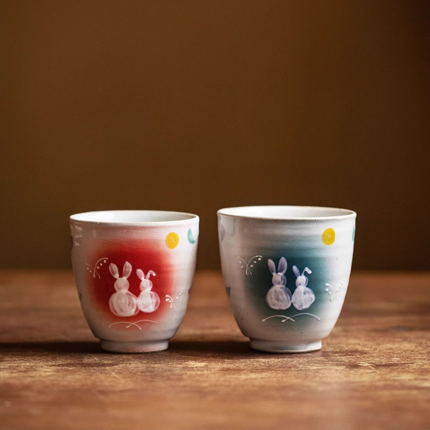 Mino Ware Tsukiyo Usagi Couple's Tea Cup Set