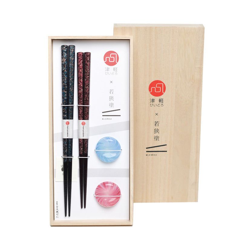 Japanese Handcrafted Snow Wooden Chopsticks Wedding Gift Set