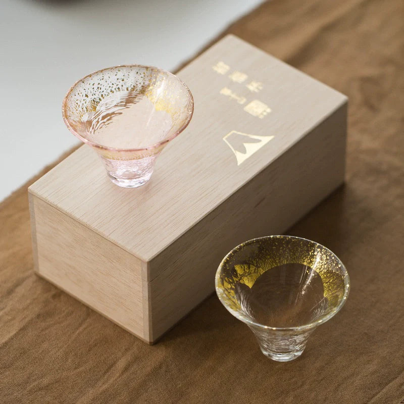 Toyo-Sasaki Handcrafted Kinka & Sakura Fuji Glass Set