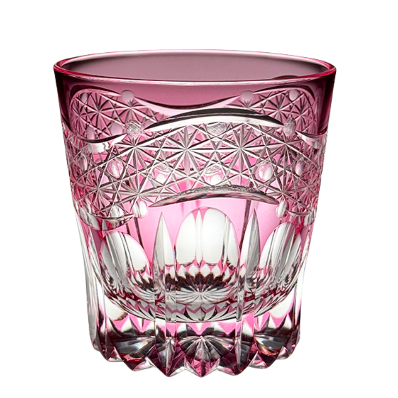 Edo Kiriko Handcrafted Ruby Prism Whisky Glass