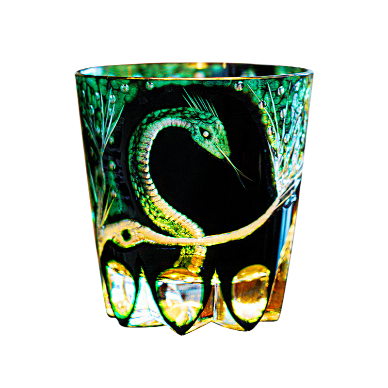 Green Serpent Edo Kiriko Whiskey Glass