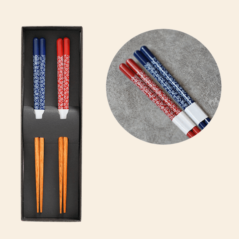 Japanese Handcrafted Wooden Sakura Themed Chopsticks Set