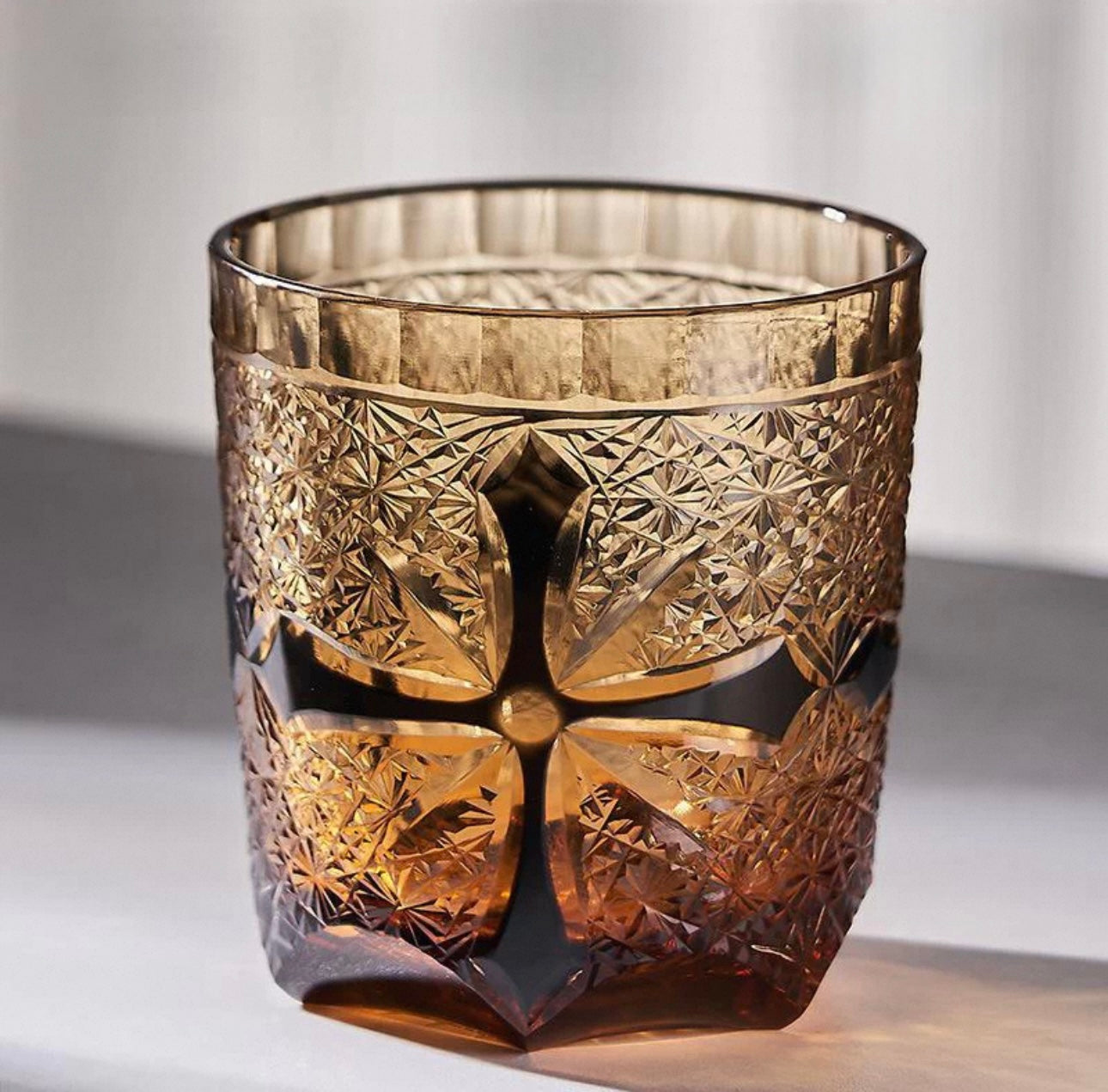 Japanese Edo Kiriko Cross Whiskey Glass