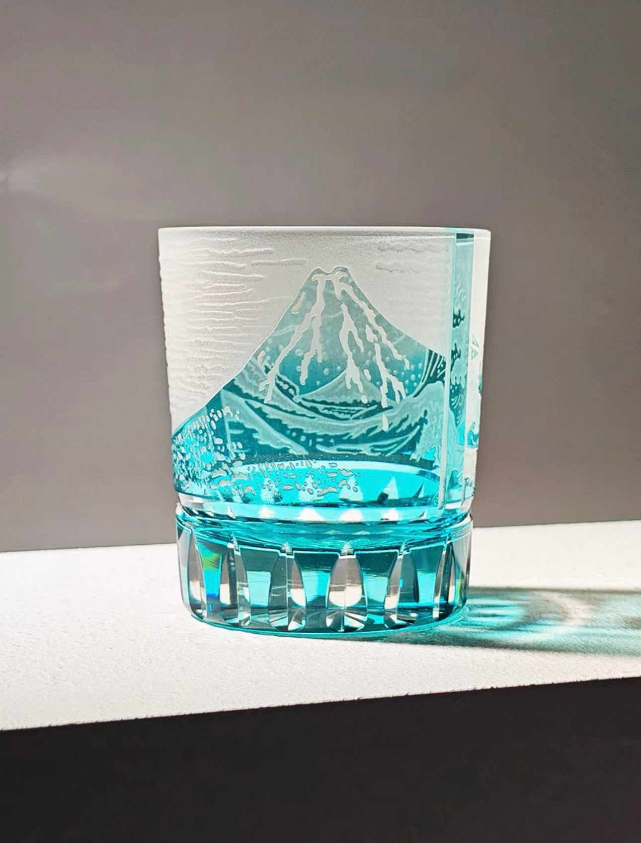 Edo Kiriko Handcrafted Fuji Wave Whiskey Glass Collection