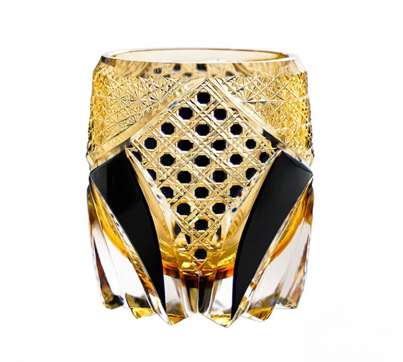 The Golden Armor Edo Kiriko Samurai Whiskey Glass