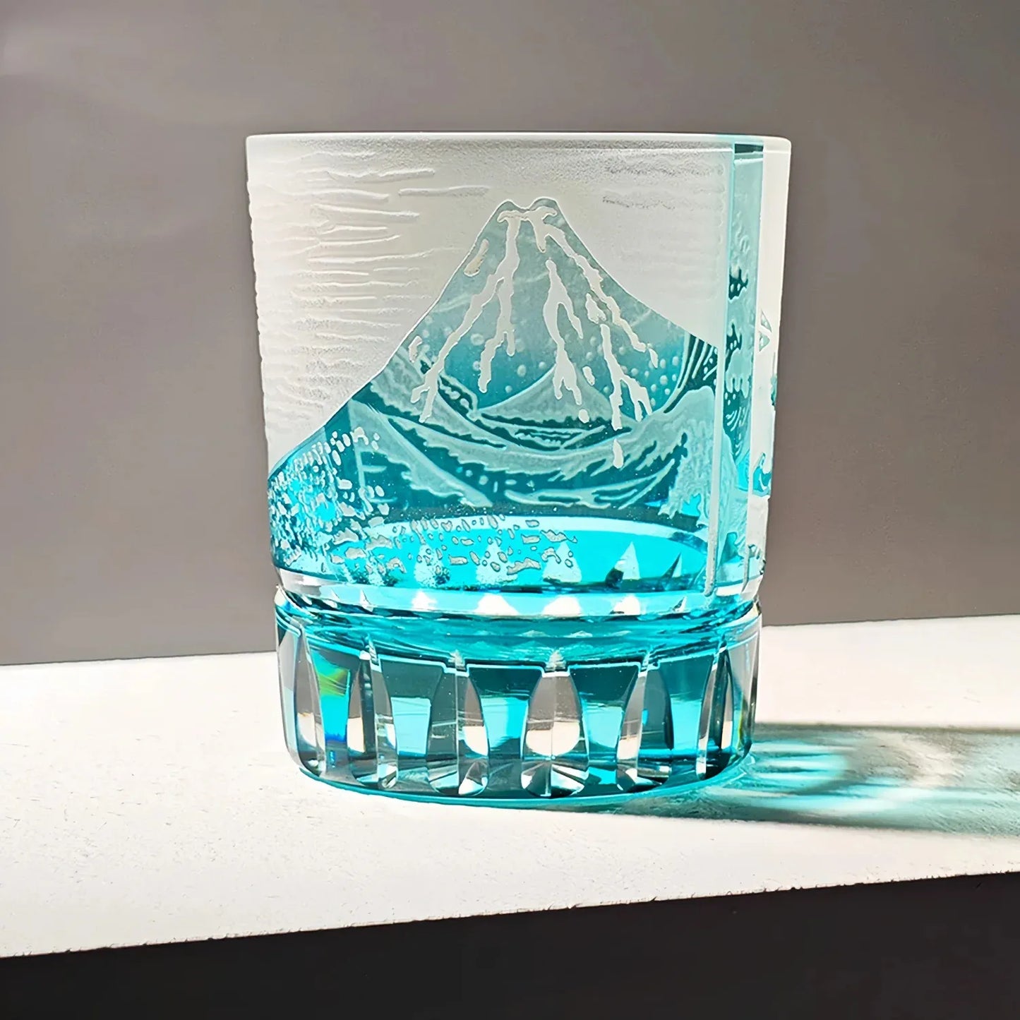 Edo Kiriko Fuji Wave Hand-Cut Whisky Glass