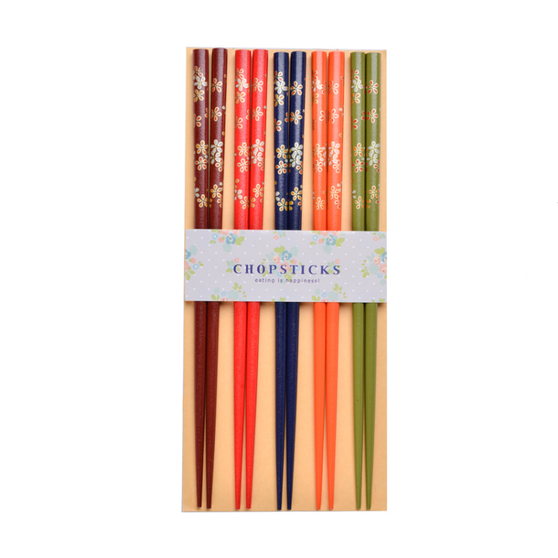 Japanese Rainbow Sakura Handcrafted Wooden Chopsticks Set of 5