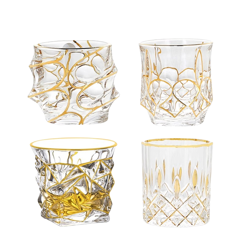 Hand Painted Gold Whiskey Glasses