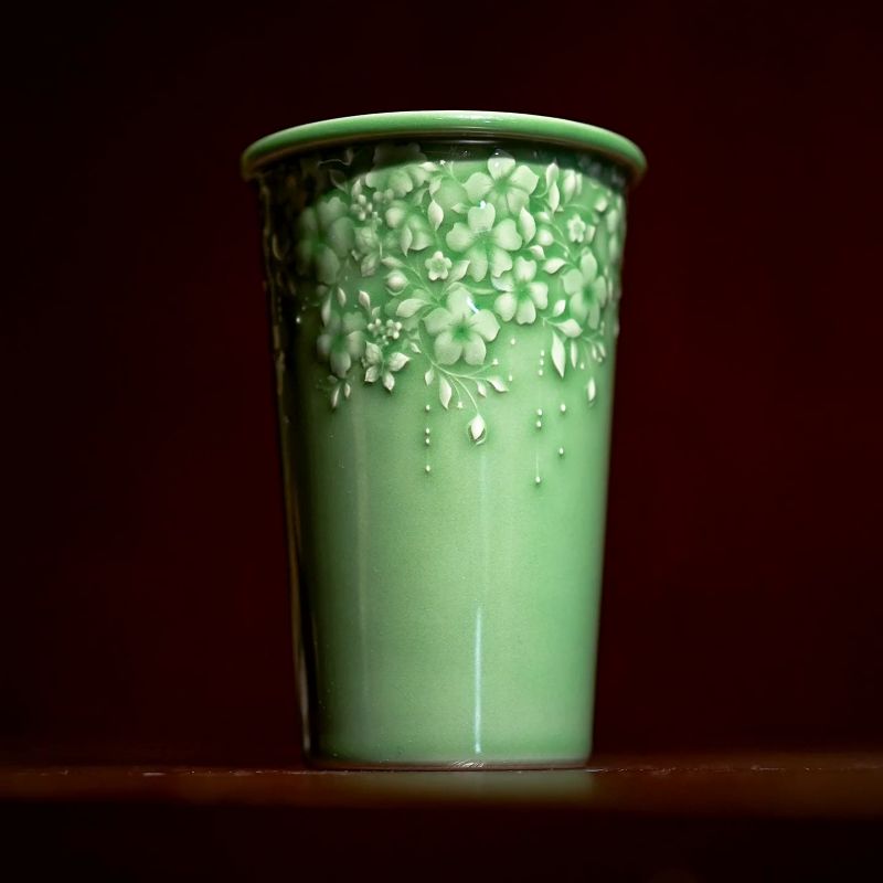 Blossom Series Handmade Cola Glass Cup. Large Capacity Drinking Glass for Home & Office