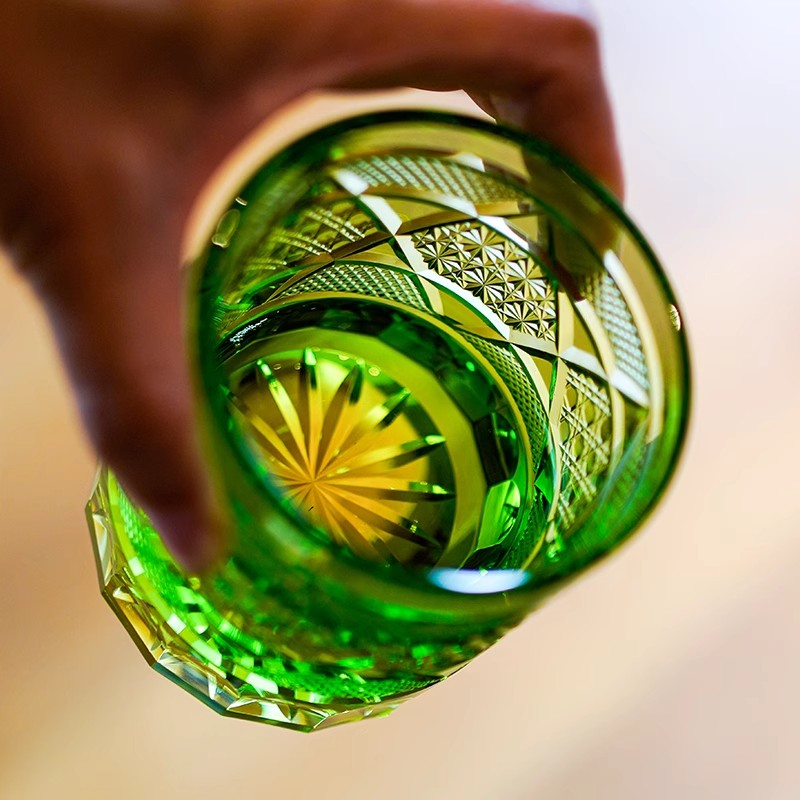 Golden Chrysanthemum Longan Edo Kiriko Whiskey Glasses