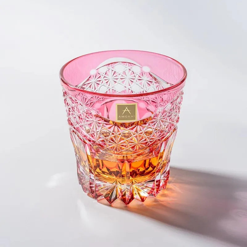 Edo Kiriko Rose Starburst Hand-Cut Whisky Glass