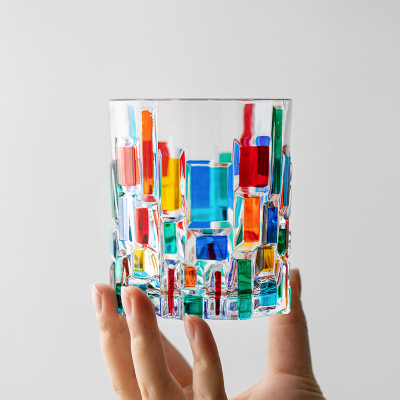 ZECCHIN Colored Glass Whiskey Colored Diamond Glass