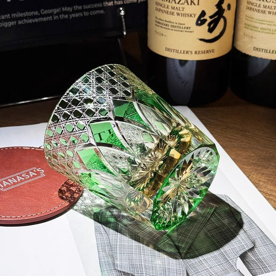 Green Shadow Edo Kiriko Glass