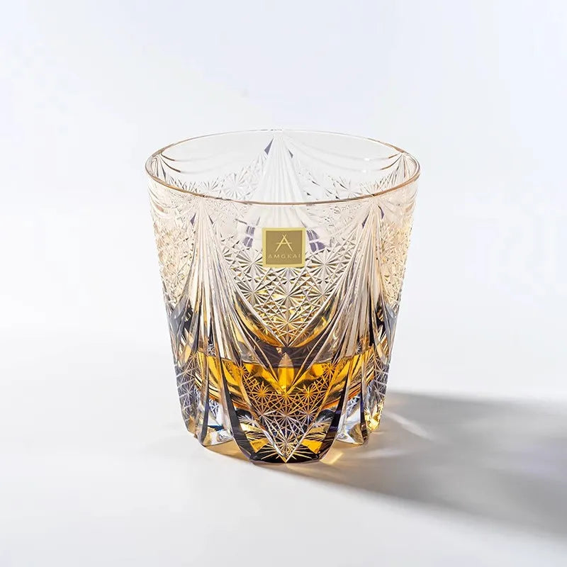 Edo Kiriko Amethyst Dawn Hand-Cut Whisky Glass