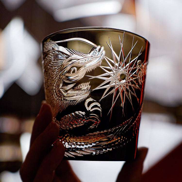 Edo Kiriko Soaring Dragon Hand-Cut Whisky Glass