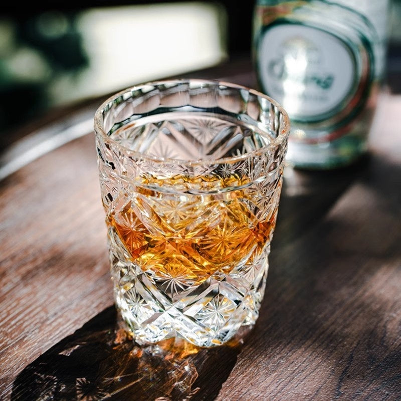 Honeycomb K9 Crystal Edo Kiriko Whiskey Glass