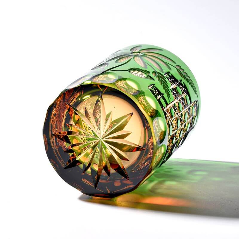 Edo Kiriko Emerald Floral Hand-Cut Whisky Glass