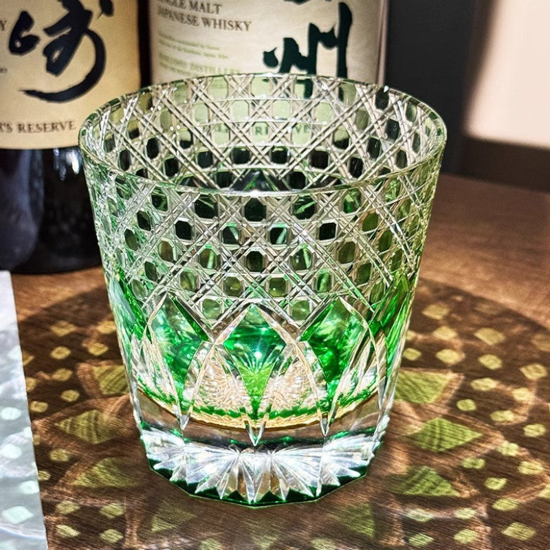 Green Shadow Edo Kiriko Glass
