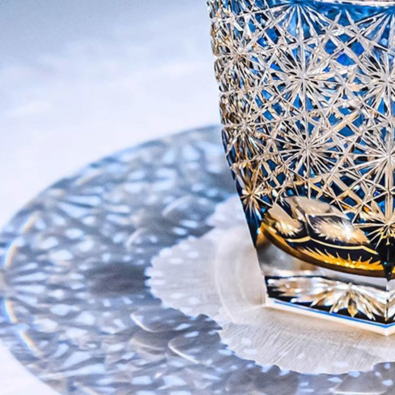 Blue Daisy Edo Kiriko Whiskey Glass