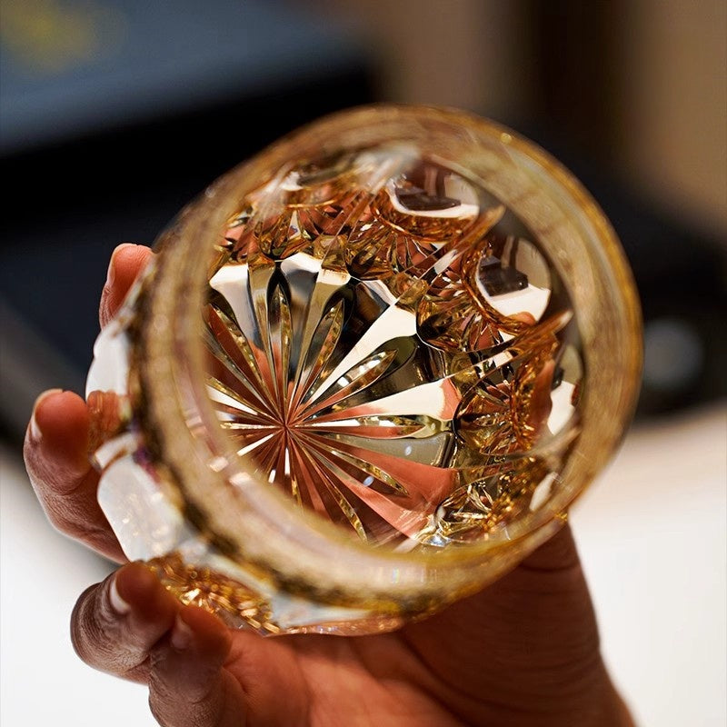 Amber Celestial Whiskey Glass With Wooden Box