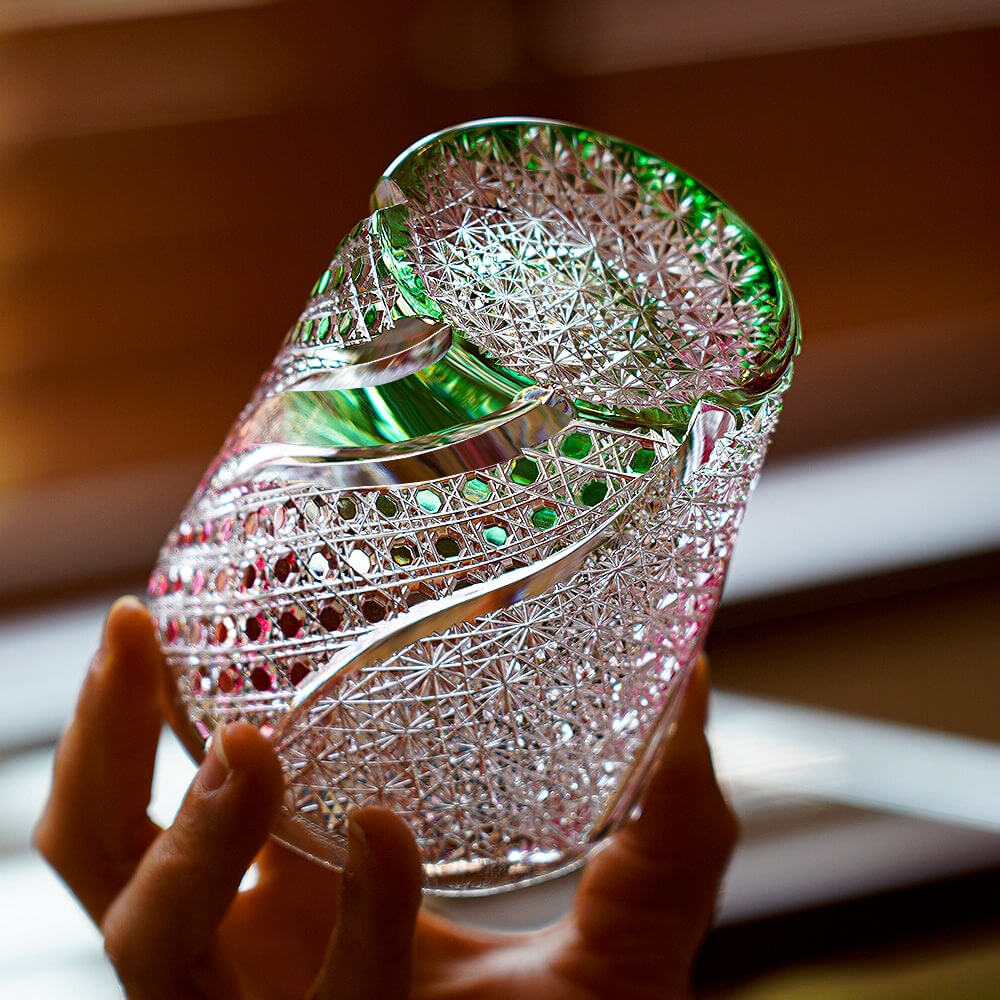 Edo Kiriko Kingyo Nishiki Hand-Cut Whisky Glass