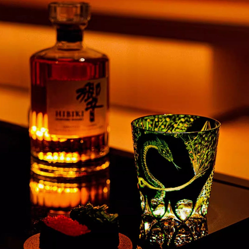 Green Serpent Edo Kiriko Whiskey Glass