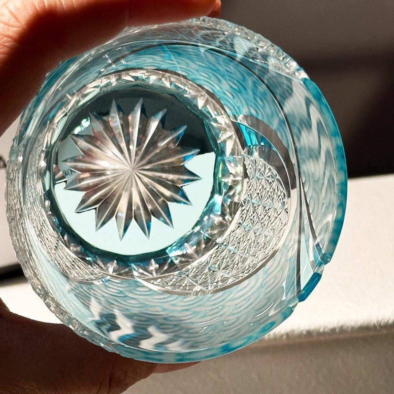 Ink Blue Cloud Edo Kiriko Whiskey Glass