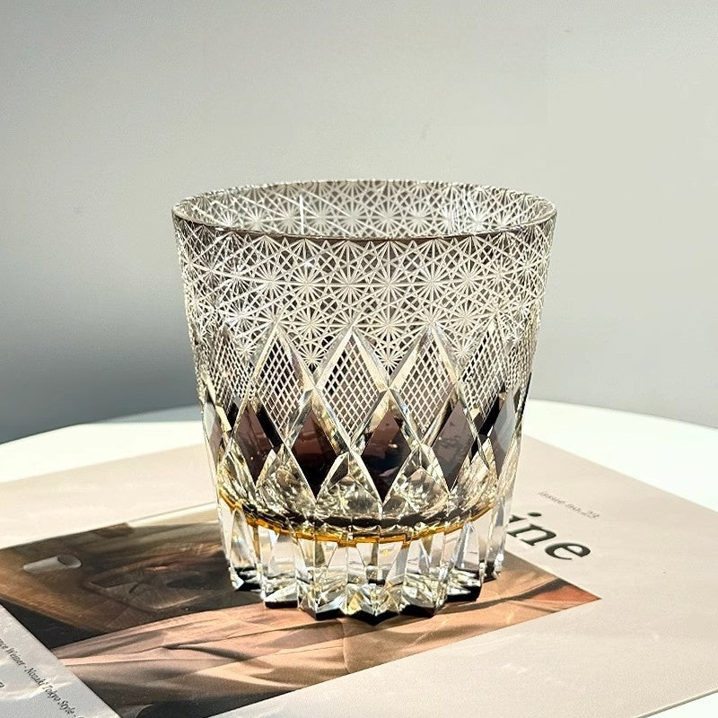 Edo Kiriko Whiskey Glass-Star Shield