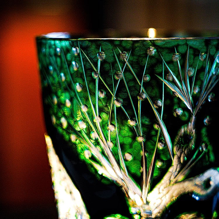 Green Serpent Edo Kiriko Whiskey Glass