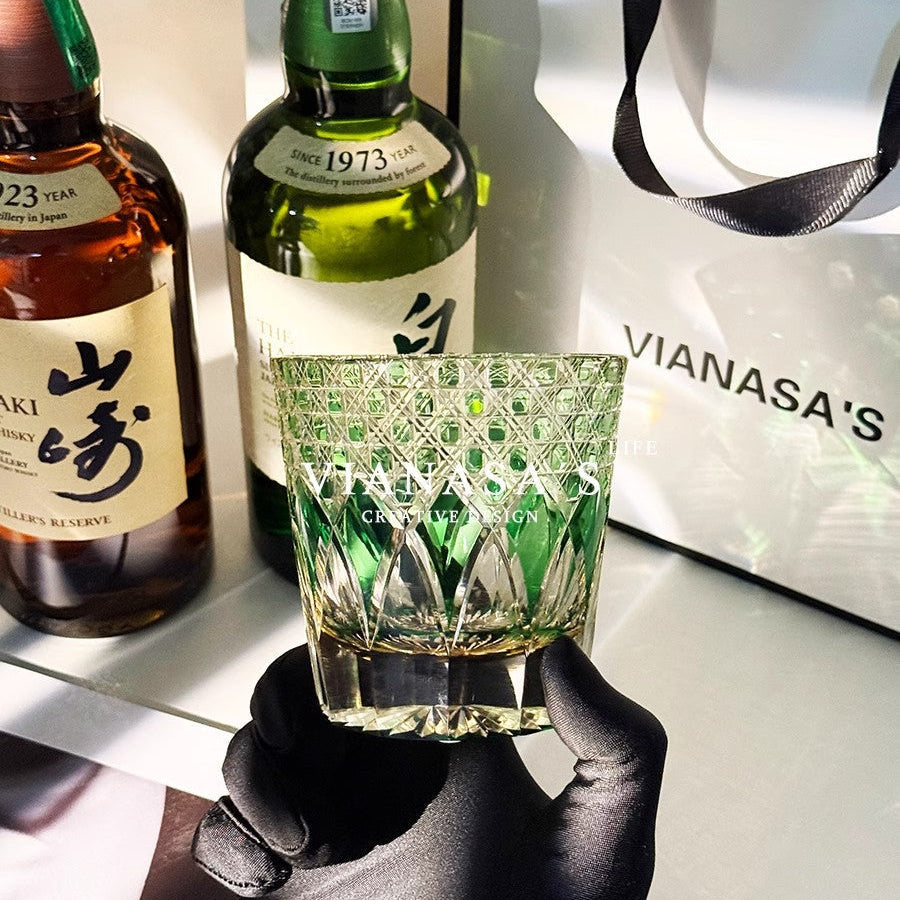 Green Shadow Edo Kiriko Glass