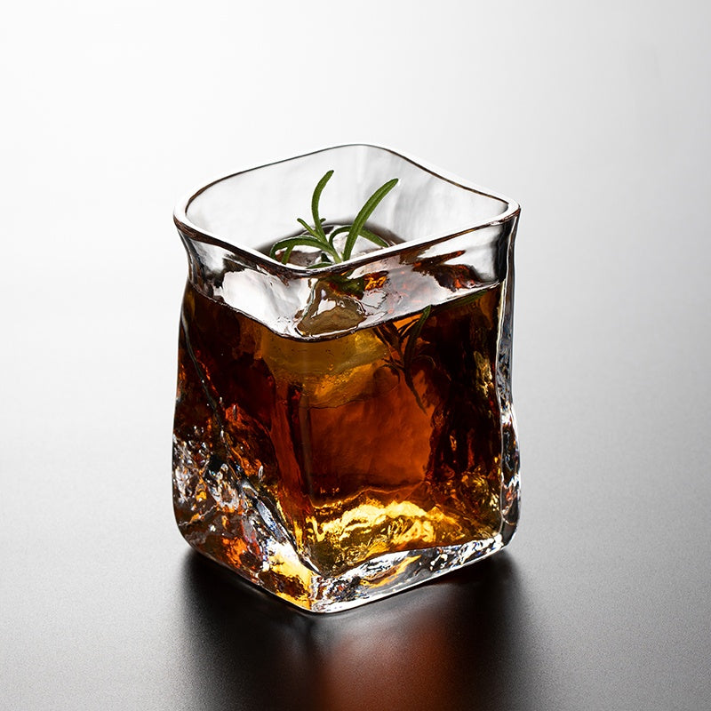 Edo Kiriko Whiskey Glass Hammer Pattern Rock Glass