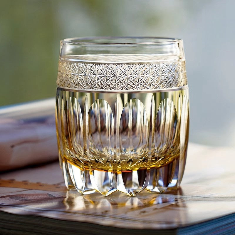 Amber Celestial Whiskey Glass With Wooden Box