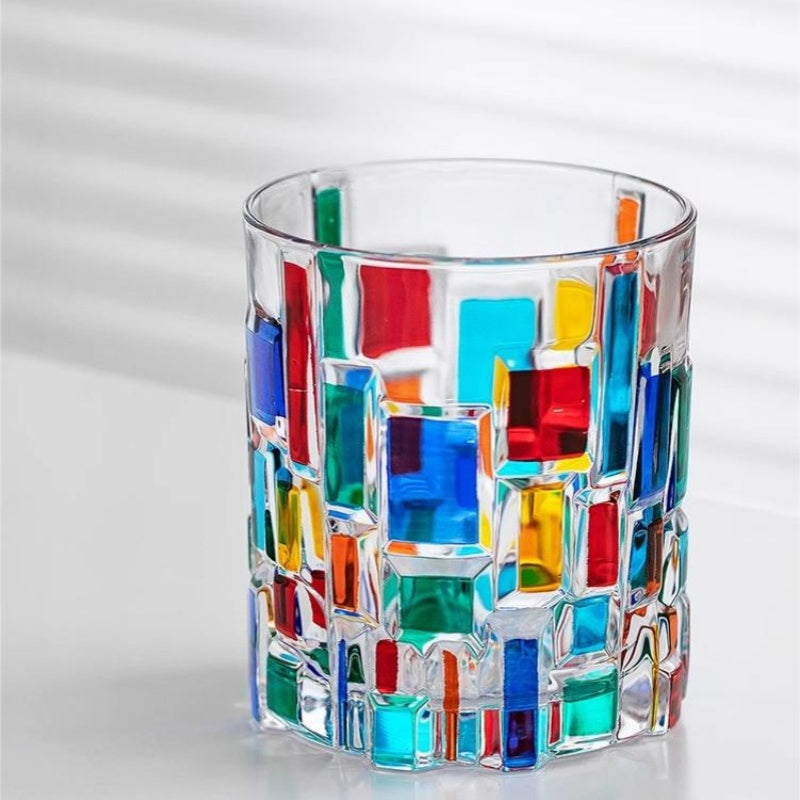 ZECCHIN Colored Glass Whiskey Colorful Van Gogh Pattern Glass