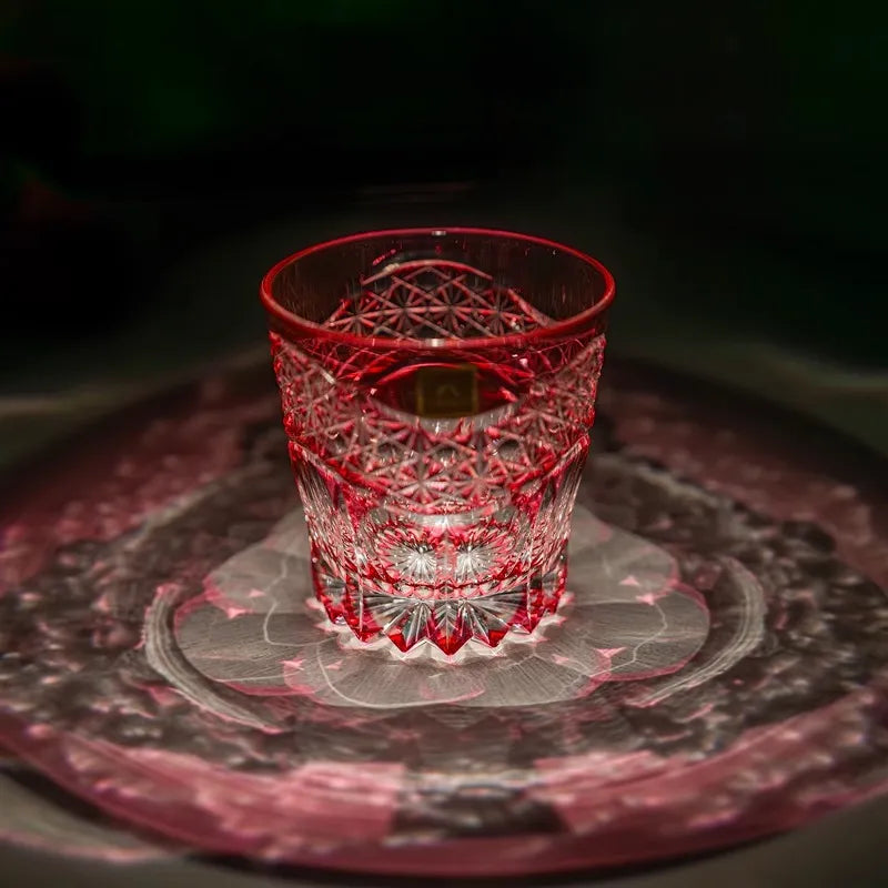 Edo Kiriko Rose Starburst Hand-Cut Whisky Glass