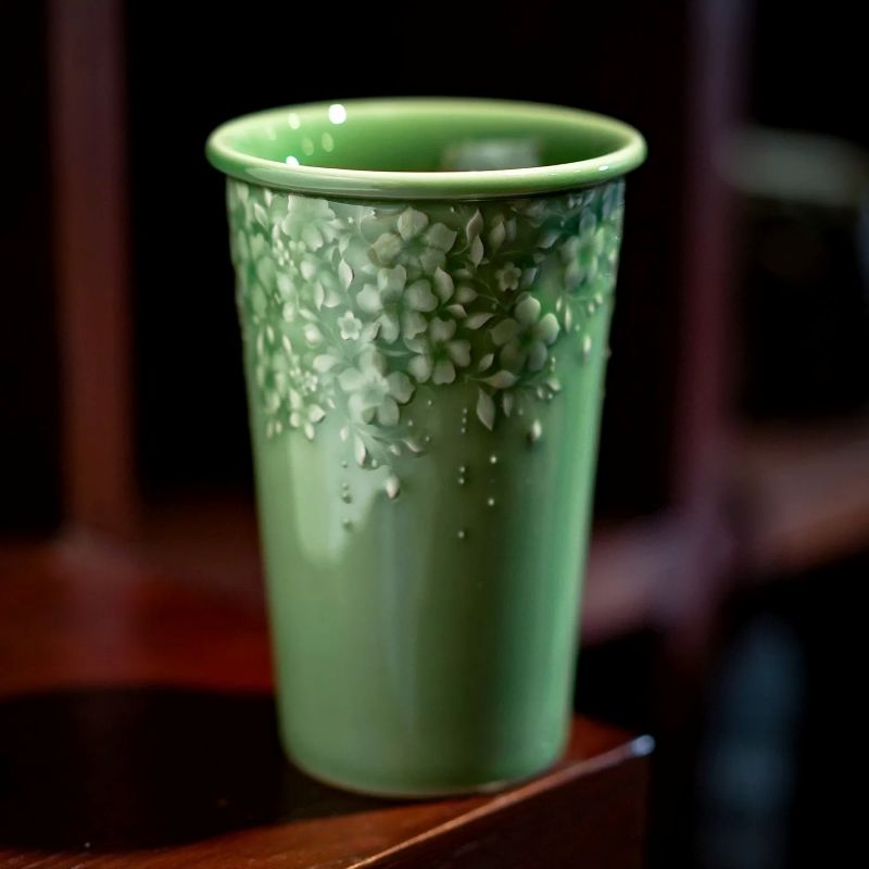 Blossom Series Handmade Cola Glass Cup. Large Capacity Drinking Glass for Home & Office