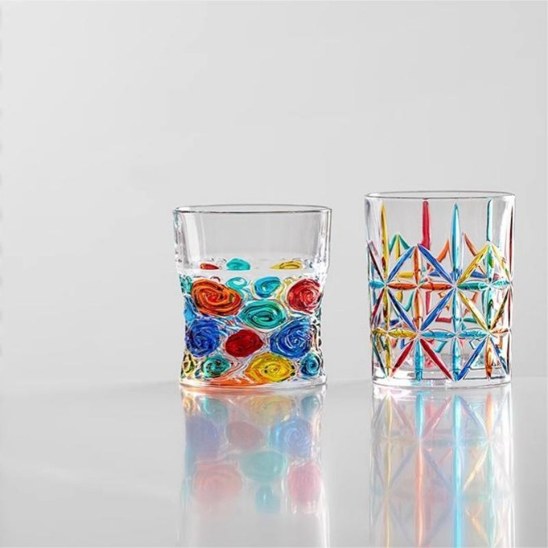 ZECCHIN Colored Glass Whiskey Colored Diamond Glass
