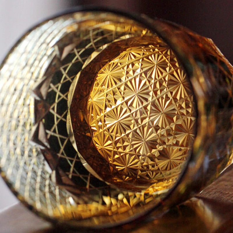 Edo Kiriko Handcrafted Hexagonal Exquisite Whiskey Glass - Blue