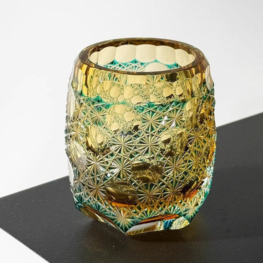 Seven-star Blue Daisy Edo Kiriko Whiskey Glass